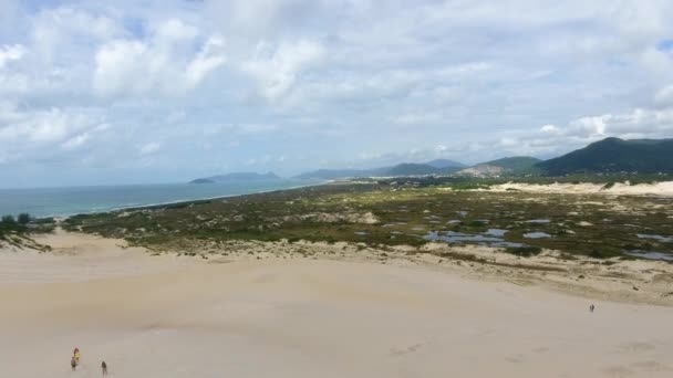 Fotografia Aérea Das Dunas Praia Joaquina Sand Florianpolis Brasil — Vídeo de Stock