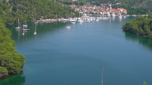 Adriatiska Lyxyacht Hamn Yacht Segling — Stockvideo