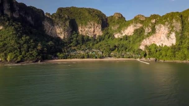 Private Beach Aerial Arival Nang Krabi Thailand — Stock Video