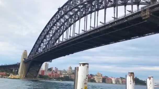 Vista Debajo Del Puente Del Puerto Sydney Izquierda Derecha — Vídeos de Stock