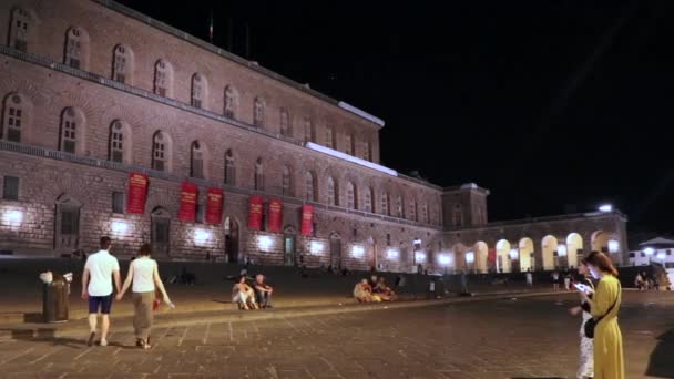 Palazzo Pitti Nocą Florencja Włochy — Wideo stockowe