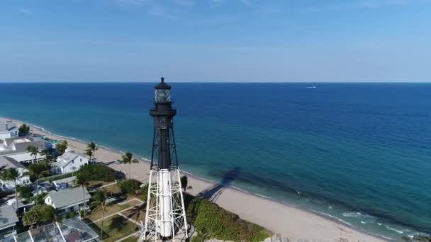 Légi Kilátás Hillsboro Világítótorony Pompano Beach Florida — Stock videók