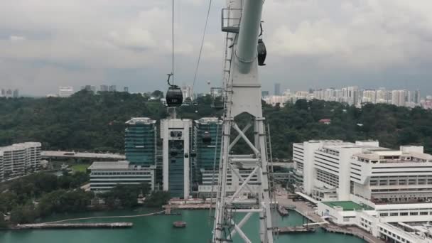 Akan Jatuh Dengan Mobil Kabel Menggantung Tinggi Atas Skyline — Stok Video