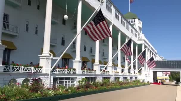 Grand Hotel Sull Isola Mackinac Michigan Usa Vecchio Mondo Americana — Video Stock