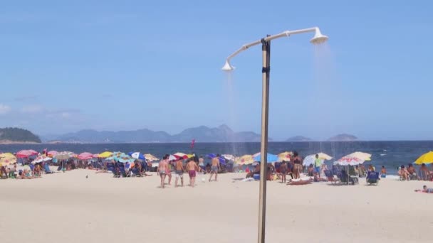Dia Quente Verão Praia Copacabana Rio Janeiro Brasil — Vídeo de Stock