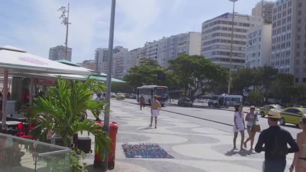 Спекотний Літній День Пляжі Копакабана Ріо Жанейро Бразилія — стокове відео