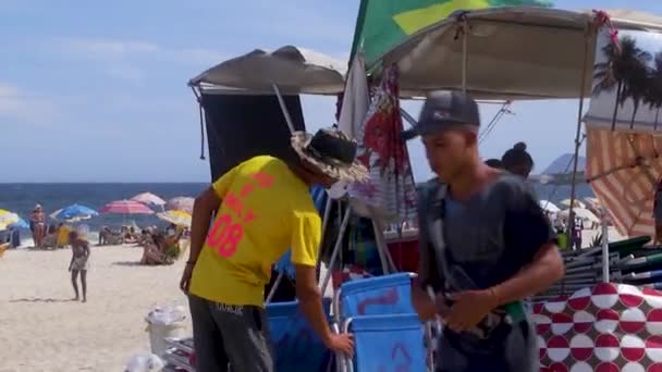 Sıcak Bir Yaz Günü Rio Janeiro Brezilya Copacabana Plajı — Stok video