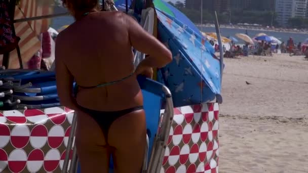 Día Verano Ventoso Playa Copacabana Río Janeiro Brasil — Vídeos de Stock