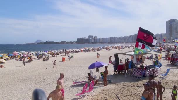 Жаркий Летний День Пляж Копакабана Рио Жанейро Бразилия — стоковое видео