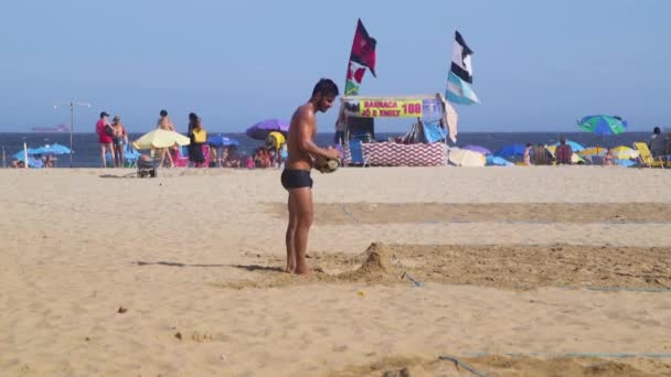 Жаркий Летний День Пляж Копакабана Рио Жанейро Бразилия — стоковое видео