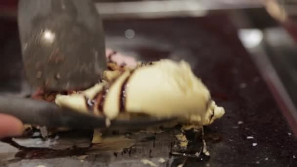 Dondurma Spatulat Ezmek — Stok video
