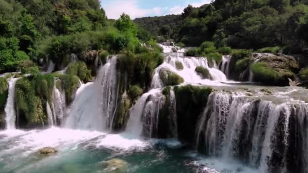 Krka Vattenfall Kroatien Flygbilder — Stockvideo