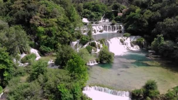 Krka Vattenfall Kroatien Flygbilder — Stockvideo