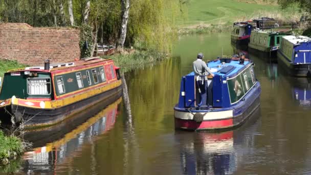 Canal Bateaux Étroits Dans Autour Stourport Severn Royaume Uni — Video