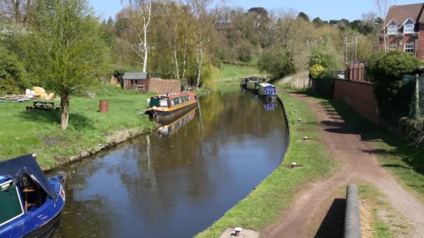 Canal Embarcações Estreitas Dentro Torno Stourport Severn Reino Unido — Vídeo de Stock