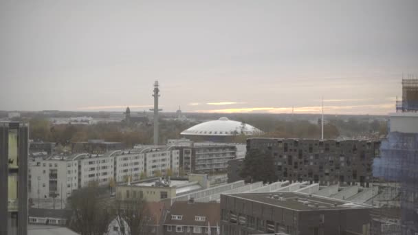 Vue Sur Ville Eindhoven Avec Bâtiment Ovni Evoluon Maison Avenir — Video