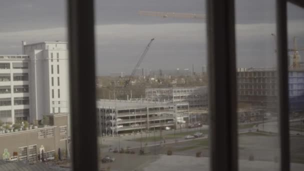 Vista Desde Loft Ventana Sitio Construcción Eindhoven Strijp Países Bajos — Vídeos de Stock