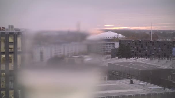 Cityview Eindhoven Clădirea Ozn Evoluon Casa Viitorului Prim Planul Băuturii — Videoclip de stoc