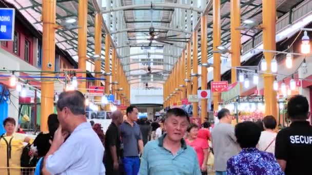Singapore Outdoor Market People Crowding Busy Marketing — Stok Video