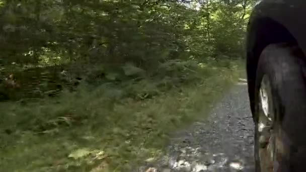 Foto Câmera Ação Suv Dirigindo Por Uma Estrada Terra Maine — Vídeo de Stock