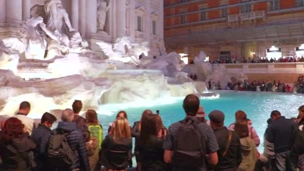 Fontana Trevi Noite Itália Filmagem Dia — Vídeo de Stock