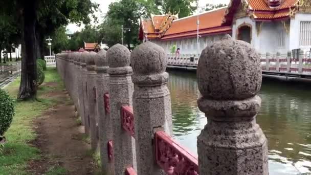 Travel Thailand Marble Temple — Stock Video