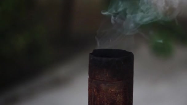 Samowar Tee Urne Rauchen Kochendes Wasser Durch Holzverbrennung — Stockvideo