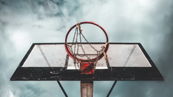 Zeitraffer Cinemagraph Von Basketballkorb Und Netz — Stockvideo