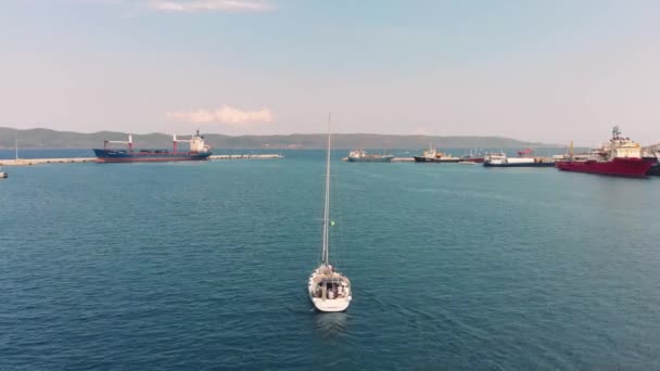 Vue Aérienne Yacht Départ Marina Grèce Départ Voyage — Video