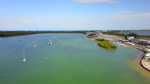 Vistas Bahía Miami Desde Aire Hermoso Agua Bahía — Vídeo de stock