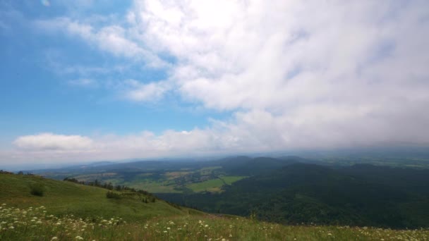Krásný Výhled Vrchol Hory Během Slunečného Letního Dne Auvergne Francie — Stock video