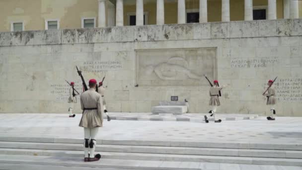 Vue Grand Angle Des Soldats Marche Cérémonielle Monument Soldat Inconnu — Video