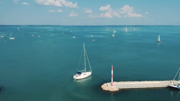 Zdjęcia Dronów Stoczni Balaton Jej Małej Zatoki Pięknej Zielonej Wody — Wideo stockowe