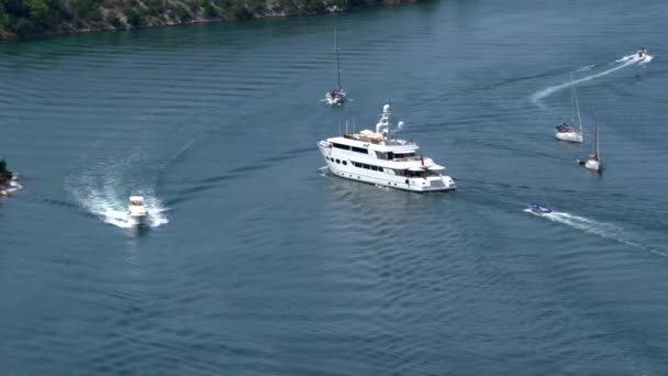 Mar Adriático Mega Iate Barcos Luxo Vela Tiro Cima — Vídeo de Stock