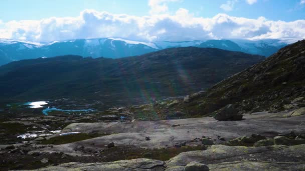 Vista Geleira Montanhas Noruega Caminho Odda Para Trolltunga — Vídeo de Stock