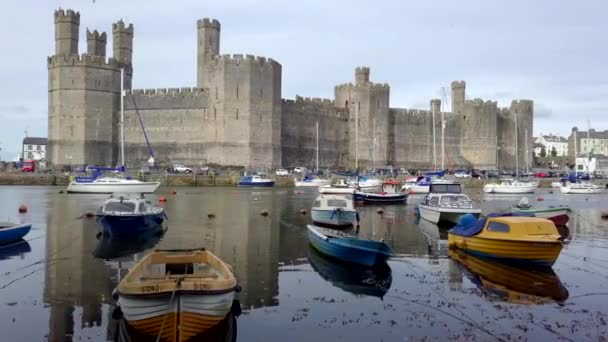 High Slow Track Boats Caernarfon Carnarvon Wales — Stock Video