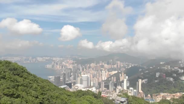 Luchtfoto Van Hong Kong Stad Van Victoria Peak — Stockvideo