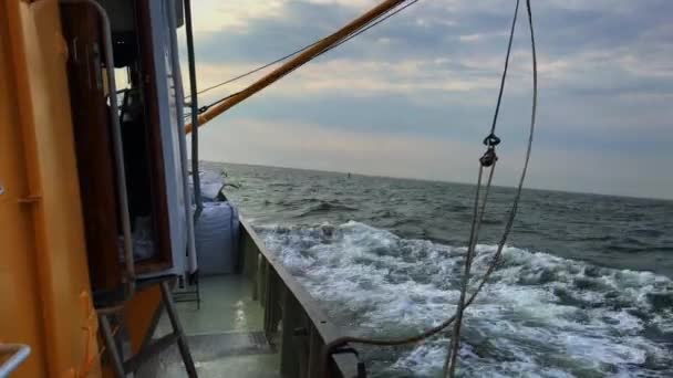 Cortador Camarones Mar Barco Navega Por Mar Del Norte — Vídeos de Stock