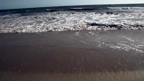 Foamy Waves Kraschar Stranden Kalifornisk Strand — Stockvideo