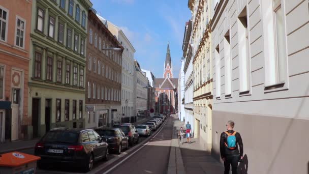 Viena Calle Momento Día Tiempo Material Archivo — Vídeos de Stock