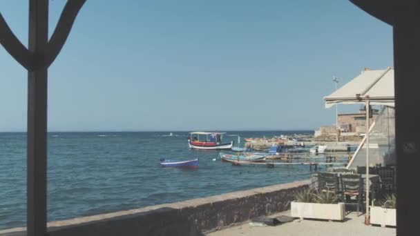 Porto Pesca Local Pequeno Aldeia Grega — Vídeo de Stock