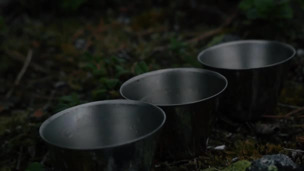 Primer Plano Vasos Llenos Ron Naturaleza — Vídeos de Stock