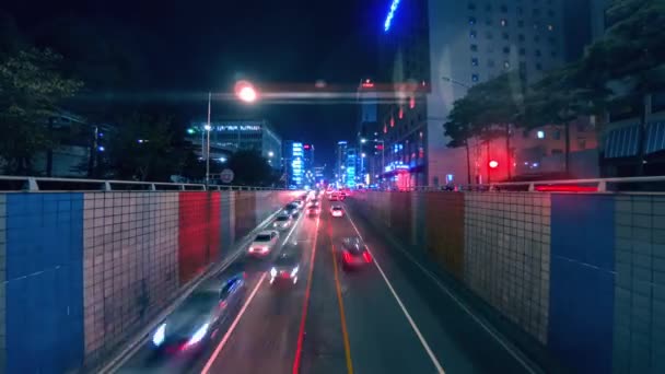 Ciclo Stilizzato Luminoso Colorato Timelapse Del Traffico Notturno Seoul Corea — Video Stock