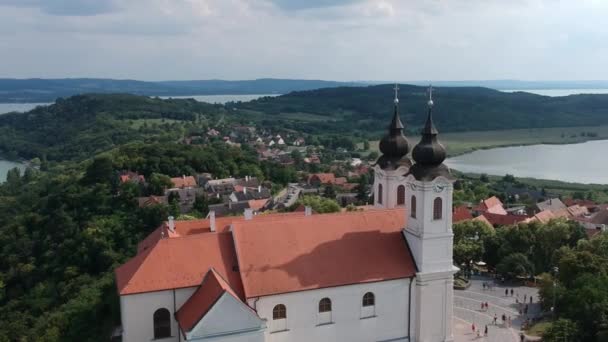 Balaton Macaristan Tihany Nin Insansız Hava Aracı Görüntüleri Tihanyi Apatsag — Stok video