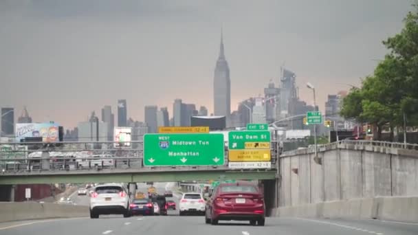Západ Slunce Míří Manhattanu New York — Stock video