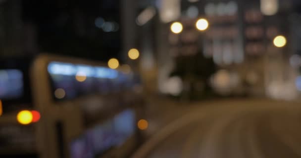 Hong Kong Pohled Tramvaje Během Večera Rozmazané Ostré Čína — Stock video