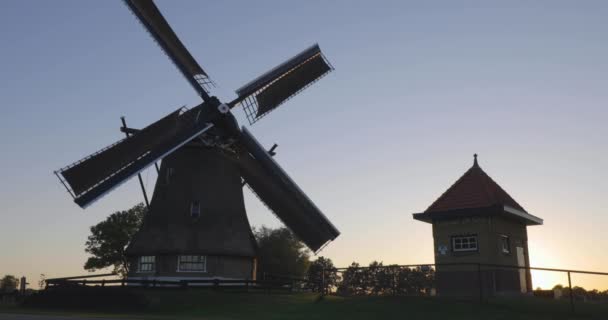 Повний Знімок Старого Вітряка Голландії — стокове відео