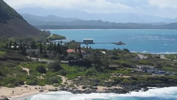 Вид Пляжа Макапуу Пирса Вайманало Оаху Гавайи — стоковое видео