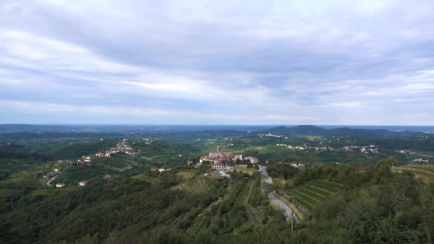 Panoráma Smartno Górska Brda Szlovénia Felülről Környező Szőlőkre Olajbogyó Ültetvények — Stock videók