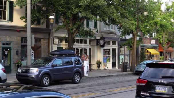 Street View Sul Negozio Starbuck — Video Stock